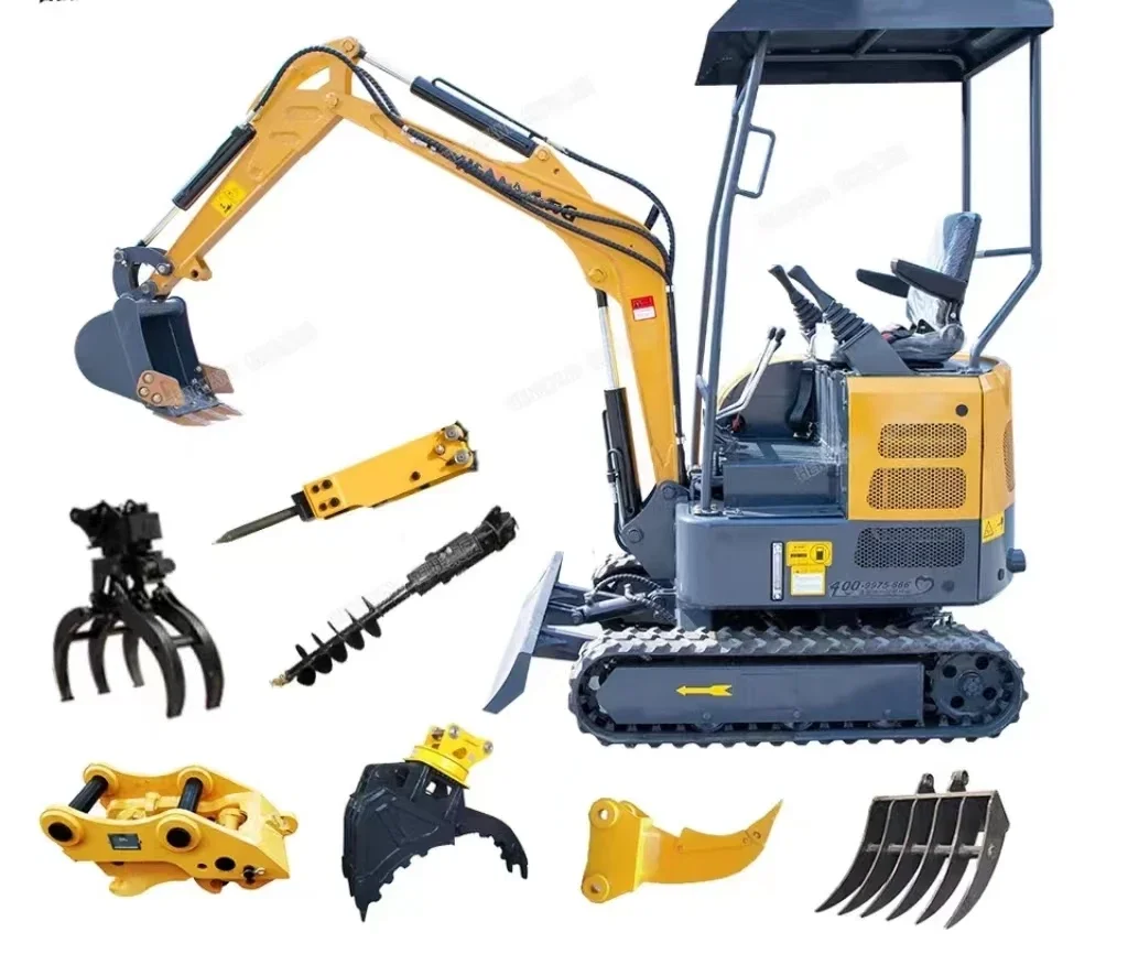 1.5-ton 1-ton small engineering household excavator/mini excavator plate compactor