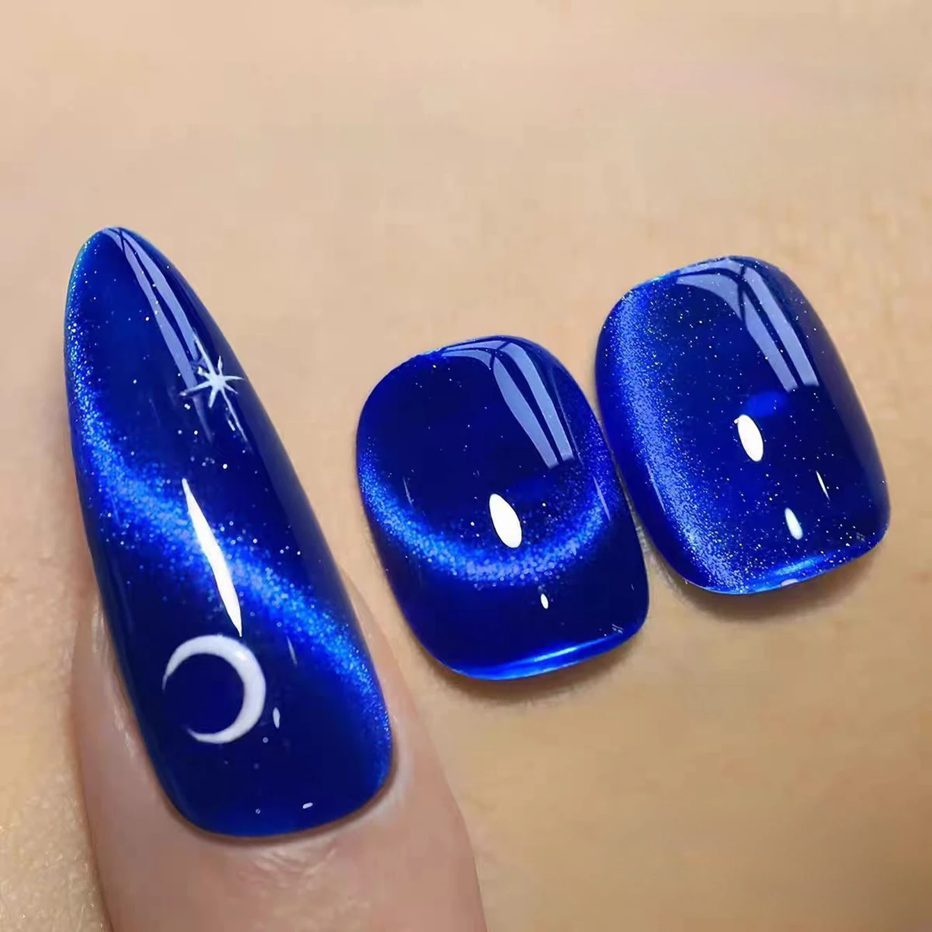 

MIANEL 10ML 2026 Deep Sea Blue Cat Eye Gel Polish Trendy Shimmer Series with Sparkling Glass Bead Effect Skin-Whitening Manicure