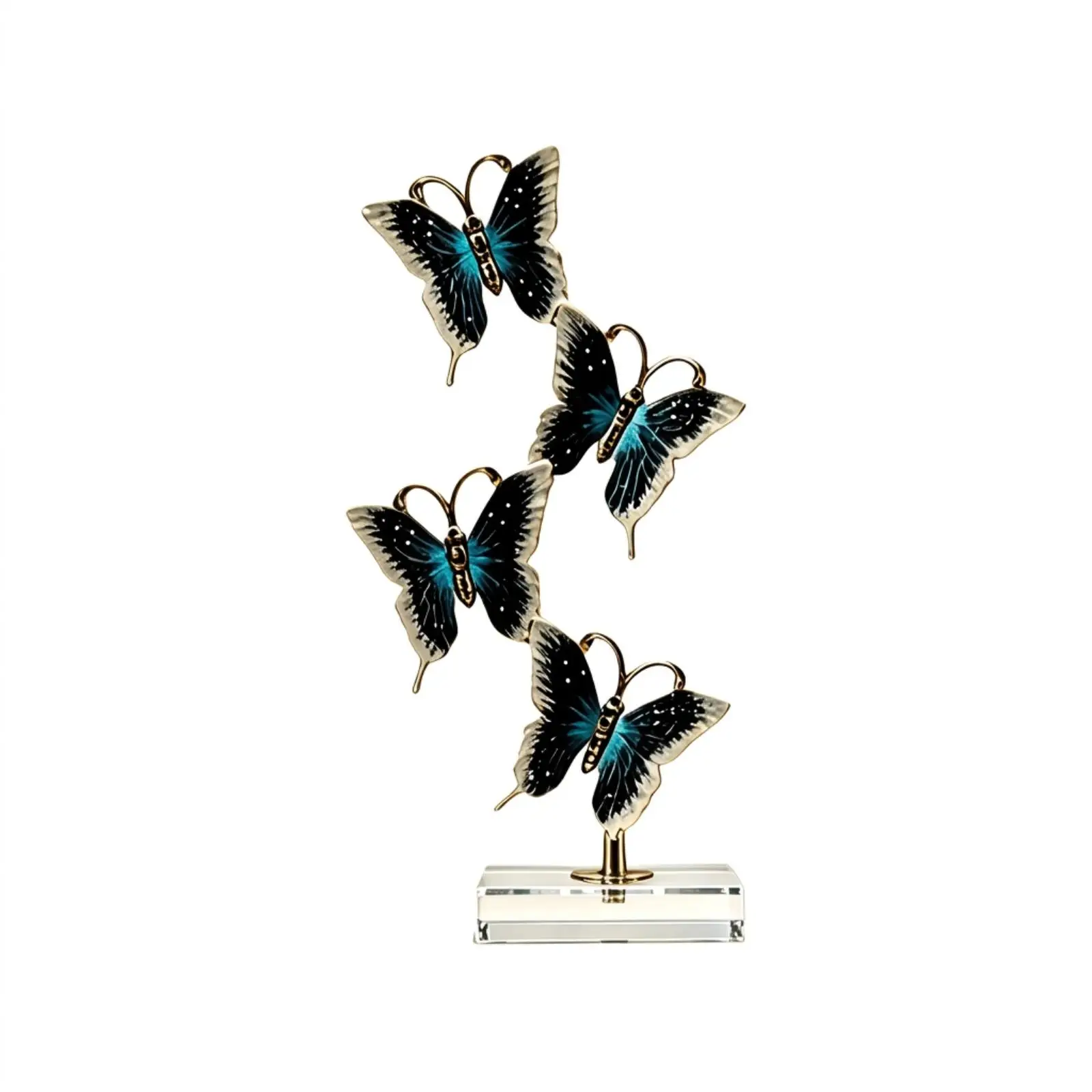 Butterfly Crystal Ornament Handsome Metal Support Vertical Display Figurine for Cabinet Shelf Home Aesthetic Accent