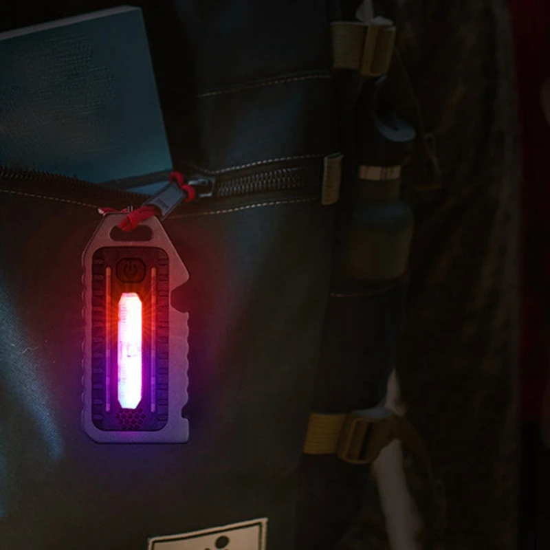 1 PCS LED Red Blue Shoulder Police Light USB C Rechargeable Flashing Safety Novelty Lighting Keychain Flashlight Warn Light D