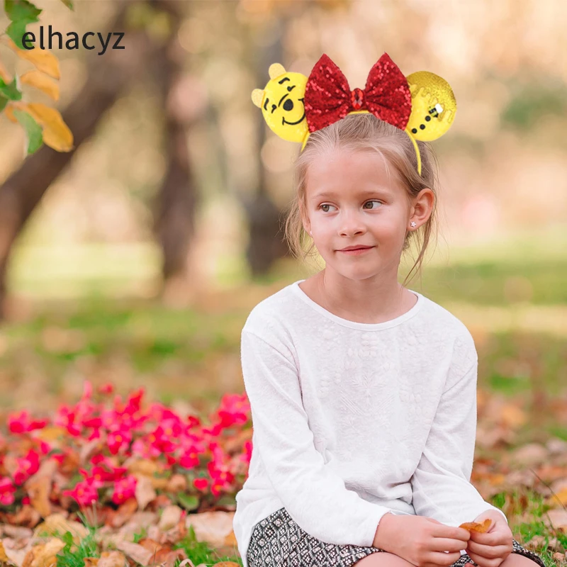 Winnie the Pooh Disney Ears Headband Hot Cartoon Character Mickey Mouse Hairband Girls Cosplay Party New Kids Hair Accessories