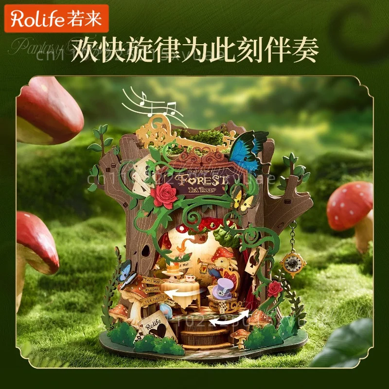 Rolife Forest Tea Party DIY Music Box Miniature Tree House Wooden Assembling Micro Scene Model Toys Decoration Collectible Gifts - view 3