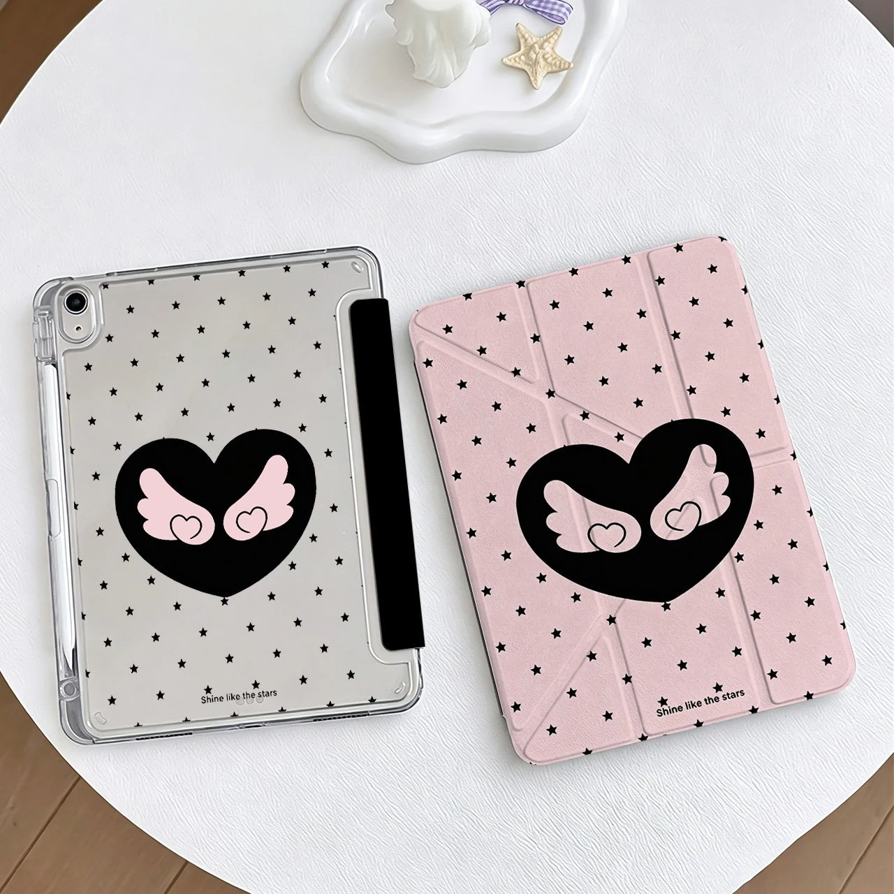Ins Cute Pink Star Wing Love Girl Y2K Tablet Case For iPad Pro 11 12.9 13 A16 M2 M4 M3 M5 5/6/7/8/9/10/11th Mini Air 3 4 5 Cover