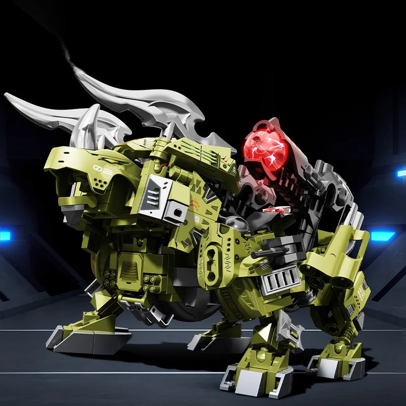 مكعبات بناء روبوت مدفع مغناطيسي كهربائي على شكل ديناصور متوافقة مع العلامات التجارية الكبرى للأولاد لعبة الطوب بعمر 8-12 سنة