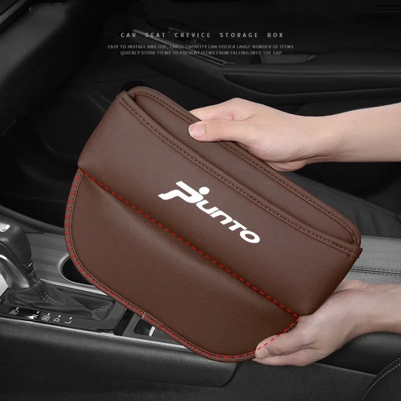 Couro Car Seat Organizer, Fenda Caixa De Armazenamento Para FIAT Punto, Auto Acessórios