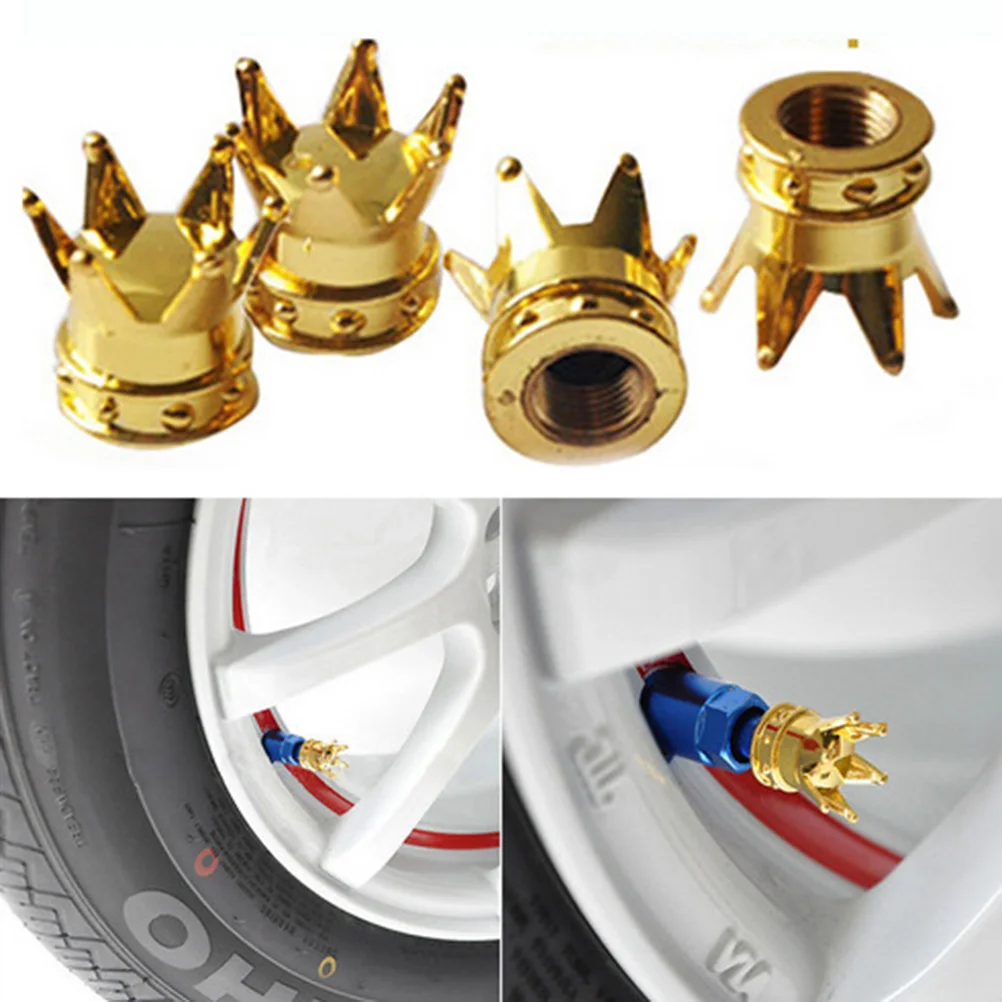 

5PCS Crown Shape Automobile Car Tire Caps Covers (Golden) cap Car cap Auto cap