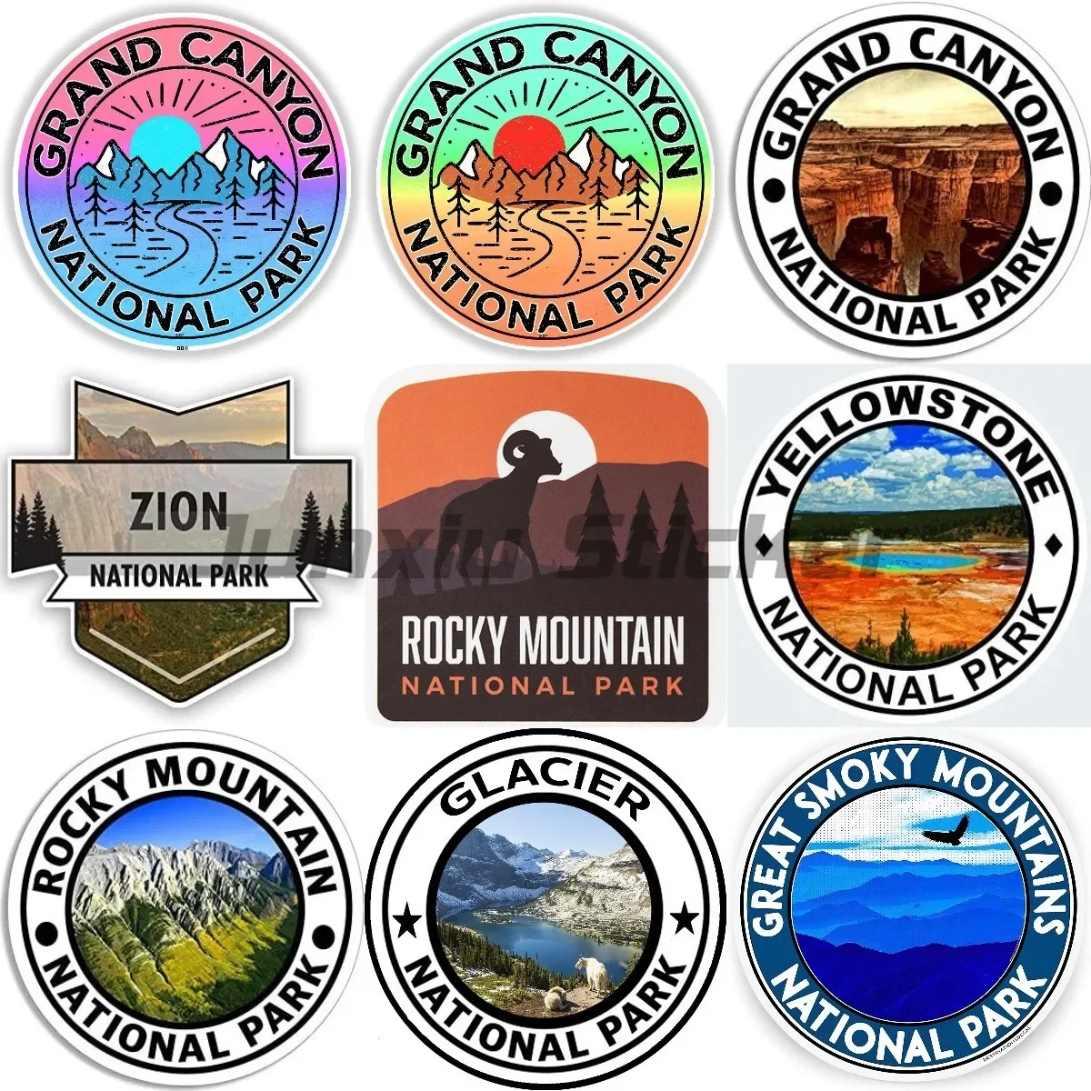 Glacier Grand Canyon Yellowstone Rocky Mountain Zion Grand Canyon Rocky Mountain Great Smoky Mountains National Park Car Sticker