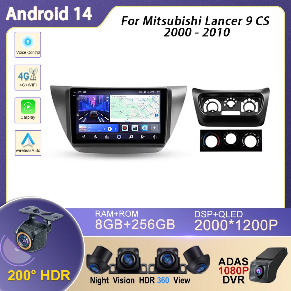 

4G For Mitsubishi Lancer 9 CS 2000 2001 2002-2010 Car Radio Carplay multimedia video player GPS DSP Car Autoradio Android 14