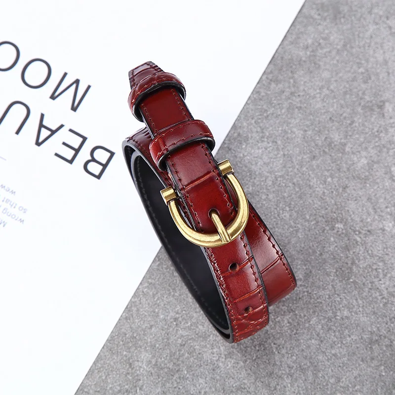 المرأة حزام جلد التمساح نمط الزخرفية مباراة الجينز دعوى اللباس الخصر النحيف حقيقية السراويل الجلدية السوداء حزام الخصر #3