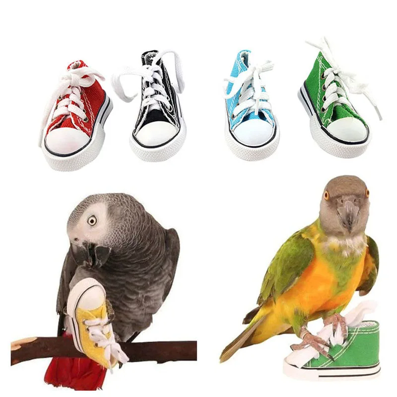 Bird Parrot Play Toys Birds Toys Mini Canvas Shoes Bite Decoration Hanging Cage Fun Craft Parrot Accessories Pet Items