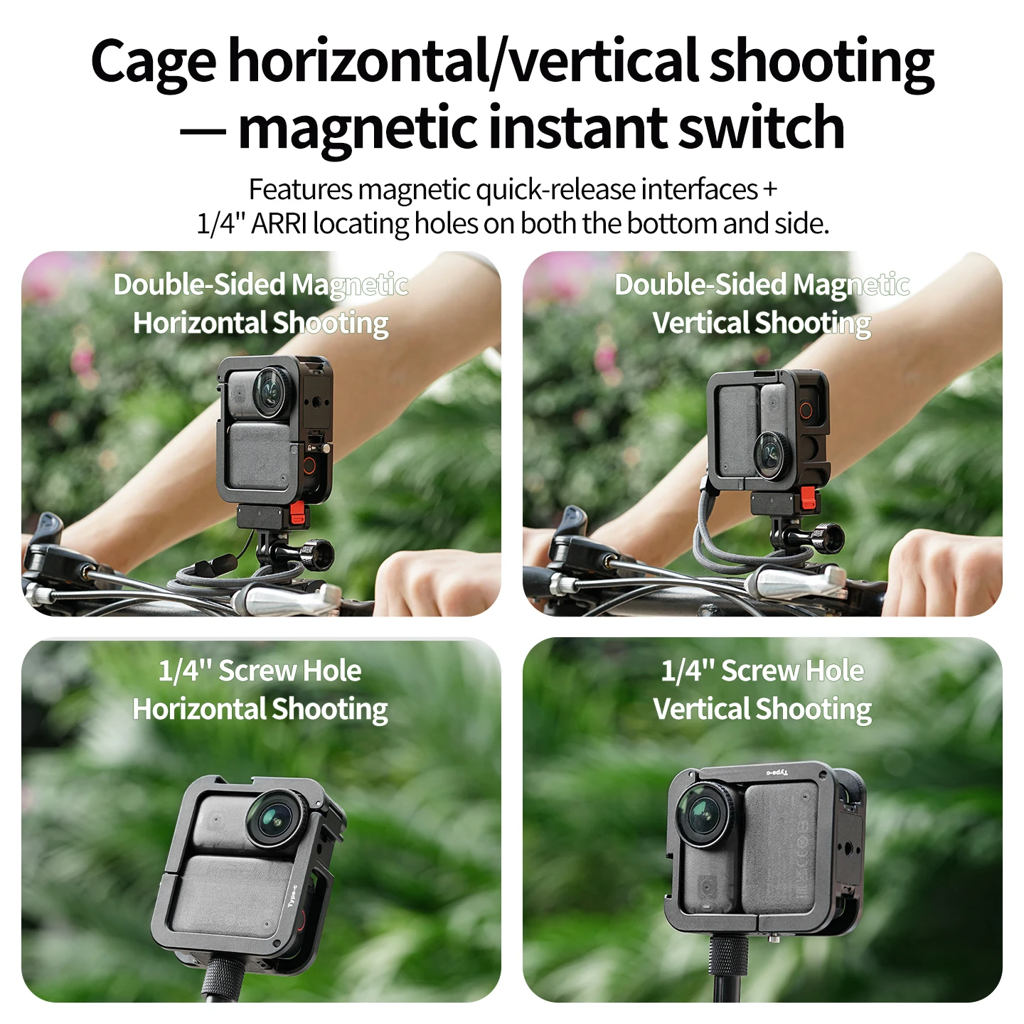 Aufladbarer magnetischer Kamerakäfig-Stativadapter für DJI Osmo Nano Kamera, Selfie-Stick, Fahrrad-Rucksackhalterung für Mikrofon- und Lichterweiterung – Detail 3