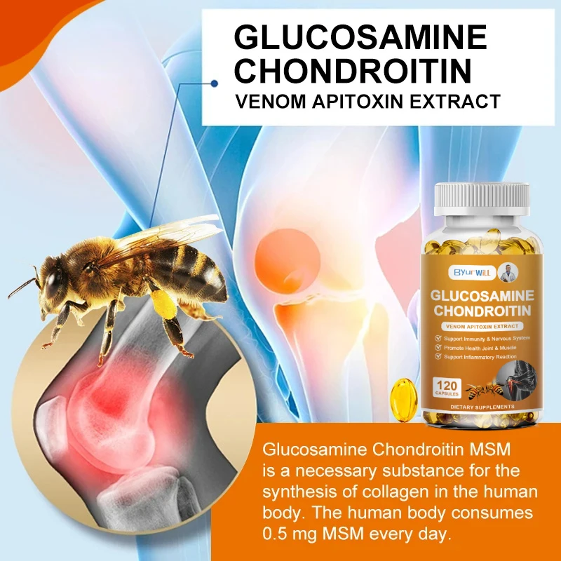 ByurWill Glucosamine Chondroitin Bee Venom Extract Capsules for Relieve Joint & Knee Pain Relieve Discomfort of Bones and Joint