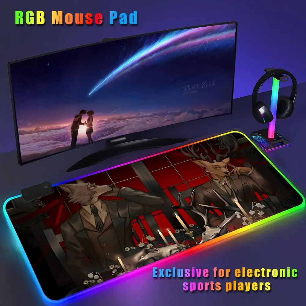 beastars Mouse Pad CS-GO anime character luminous super large RGB office game competitive keyboard pad