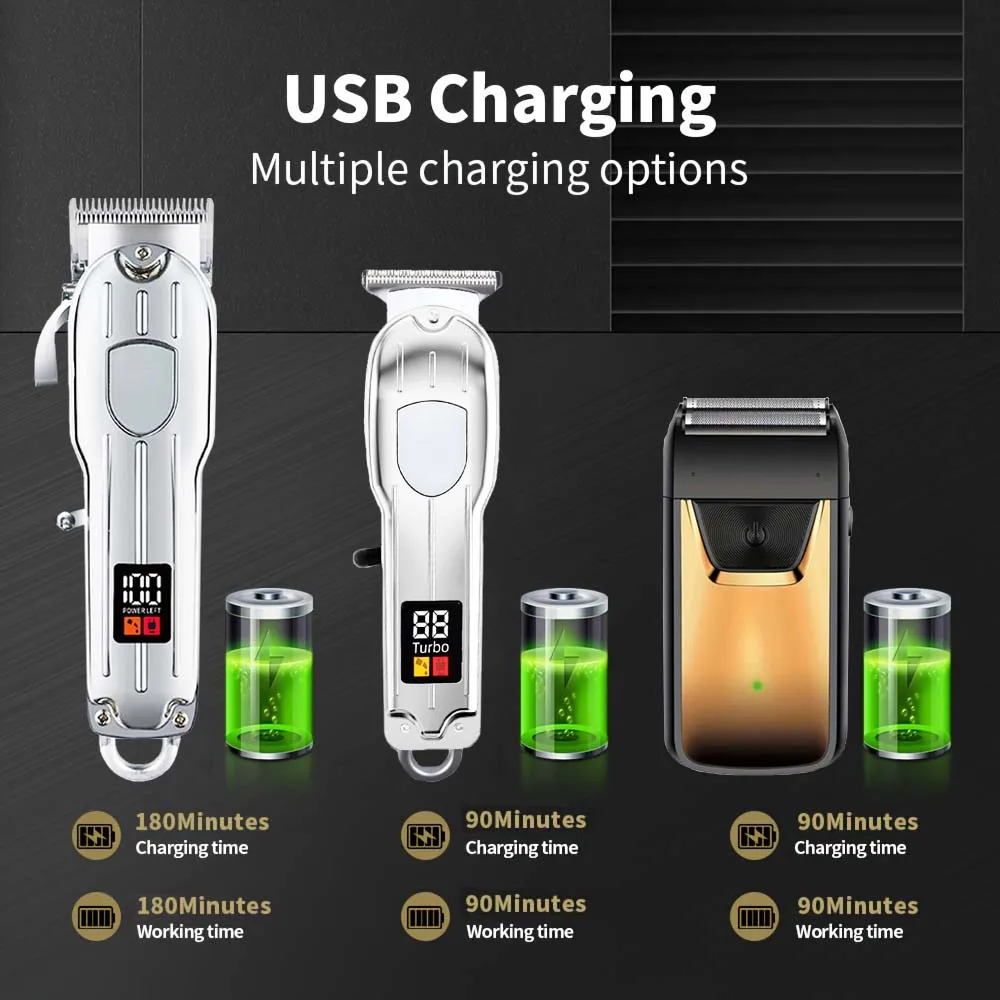 مجموعة ماكينة قص الشعر للرجال، ماكينة قص الشعر اللاسلكية، ماكينة تشذيب اللحية للرجال، هدية العيد له