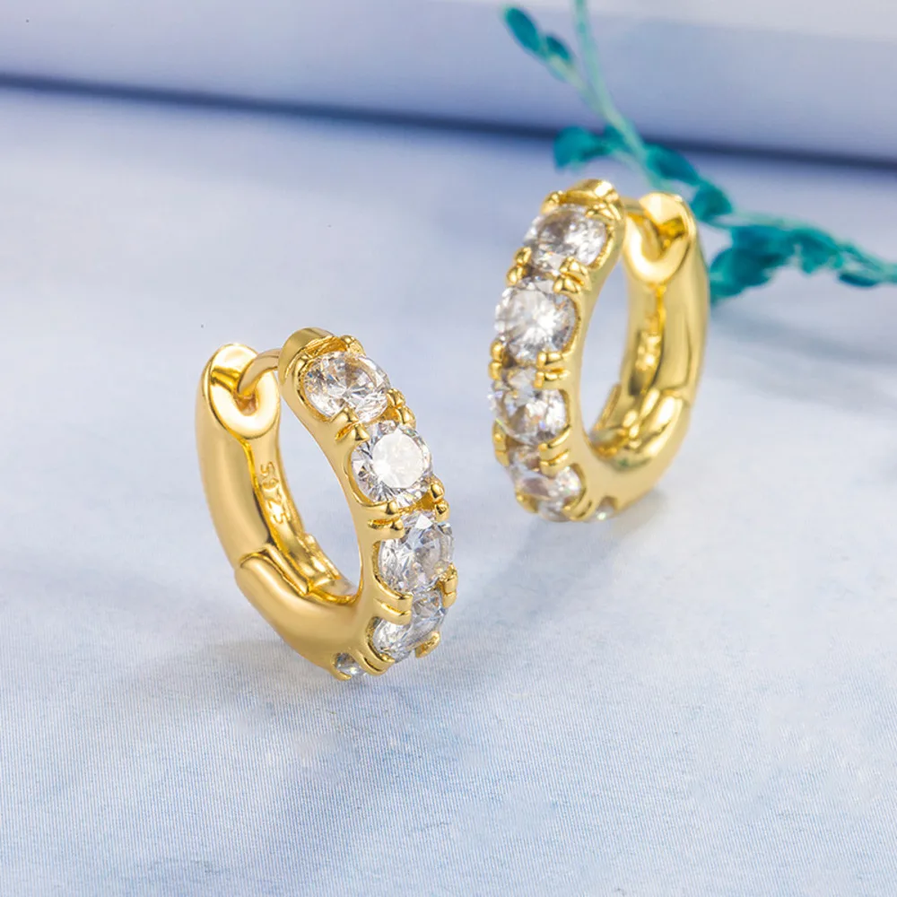 WOSIKATE Vintage Emerald Earrings For Women 925 Sterling Silver With 14K Gold Plated Wedding Jewelry Ladies Hoop Earrings