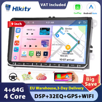 Hikity 4+64G Android 2Din Car Radio Stereo 9 inch GPS Navigation for VW Passat Golf MK5 MK6 Jetta T5 EOS POLO Touran Seat Skoda