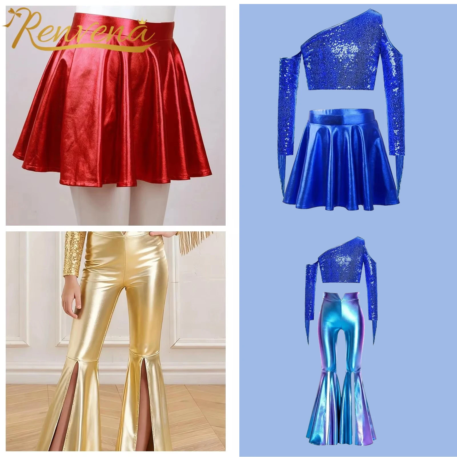 

Children's Streetwear Girls 70s Disco Outfits Kid Shiny Sequin Tassels Dance Music Festival Dancewear Birthday Party Costume