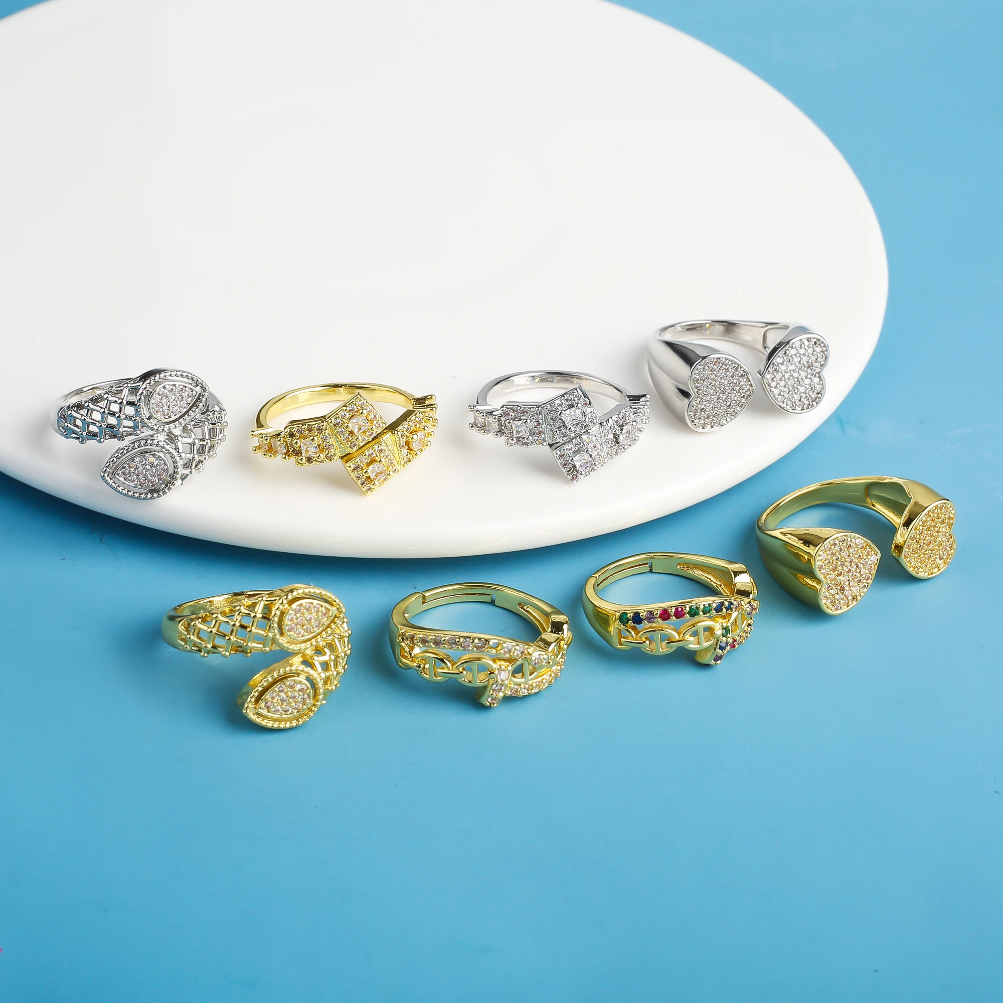 

Распродажа модные геометрические Регулируемые кольца в форме сердца с цирконом открытые ювелирные изделия для женщин Свадебная вечеринка роскошные аксессуары подарок