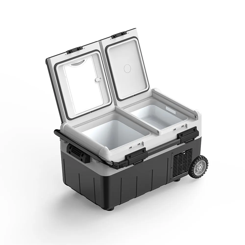 220V 12V Mini Freezer Portable Cooler With Wheels Dual Zone USB Powered Battery Solar Compressor Refrigerator Car Fridge