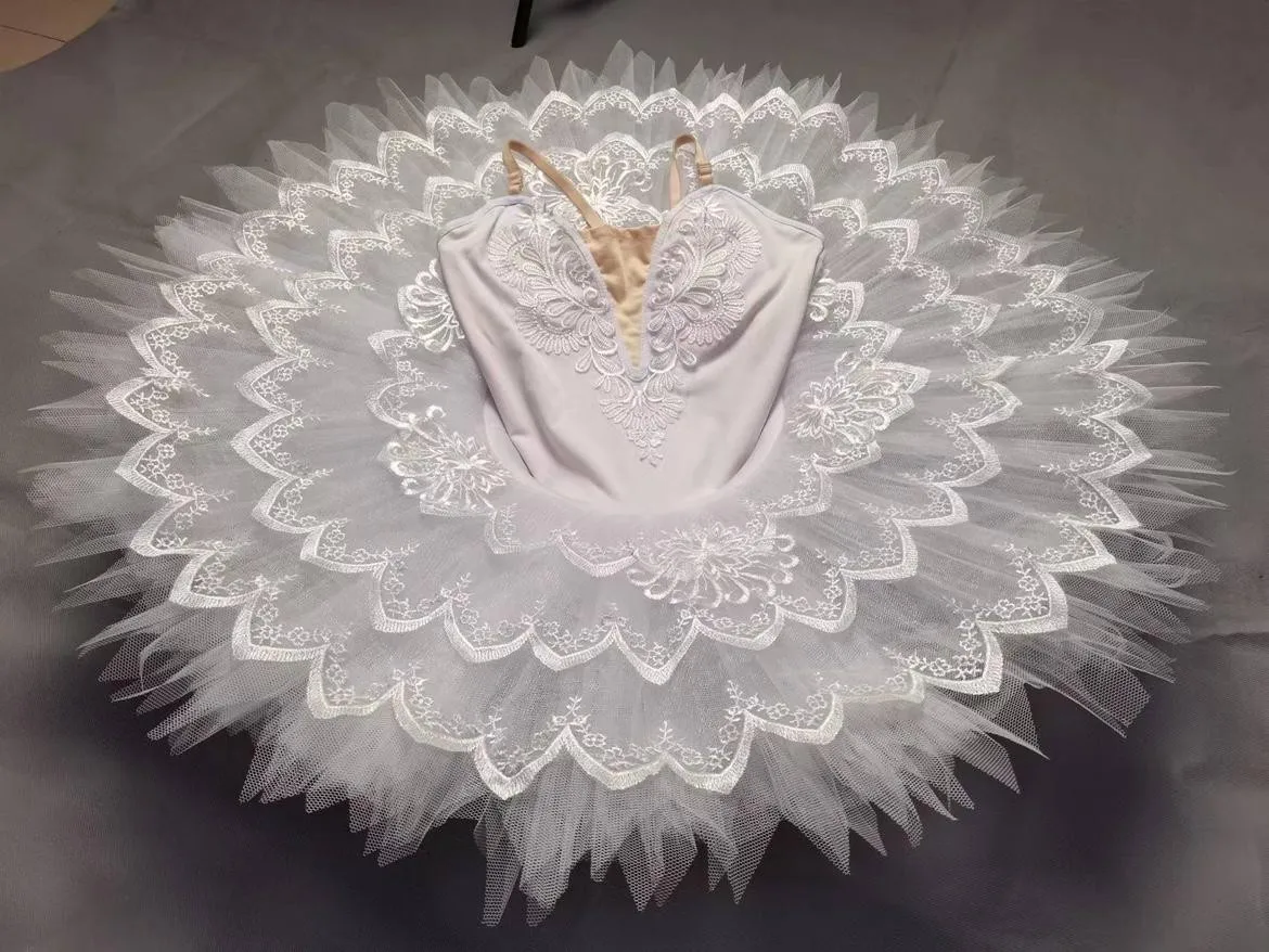 Jupe de ballet blanche pour enfants et adultes, tutu de danse fzDance, costume de performance sur scène pour filles, tutus de ballet professionnel