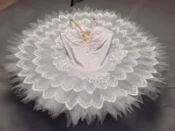 Falda de Ballet para niños y mujeres adultas, tutú de baile de cisne, disfraz de actuación de escenario para niñas, Tutus de Ballet profesional blanco