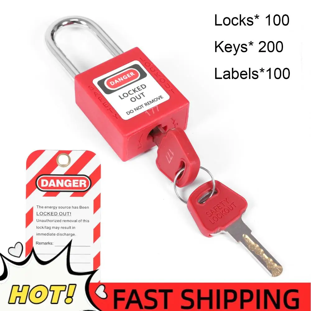 

100 Pcs Keyed Differently Lock Out Tag Out with 100 Pcs Tags Keyed Different Loto Locks for Electrical Applications