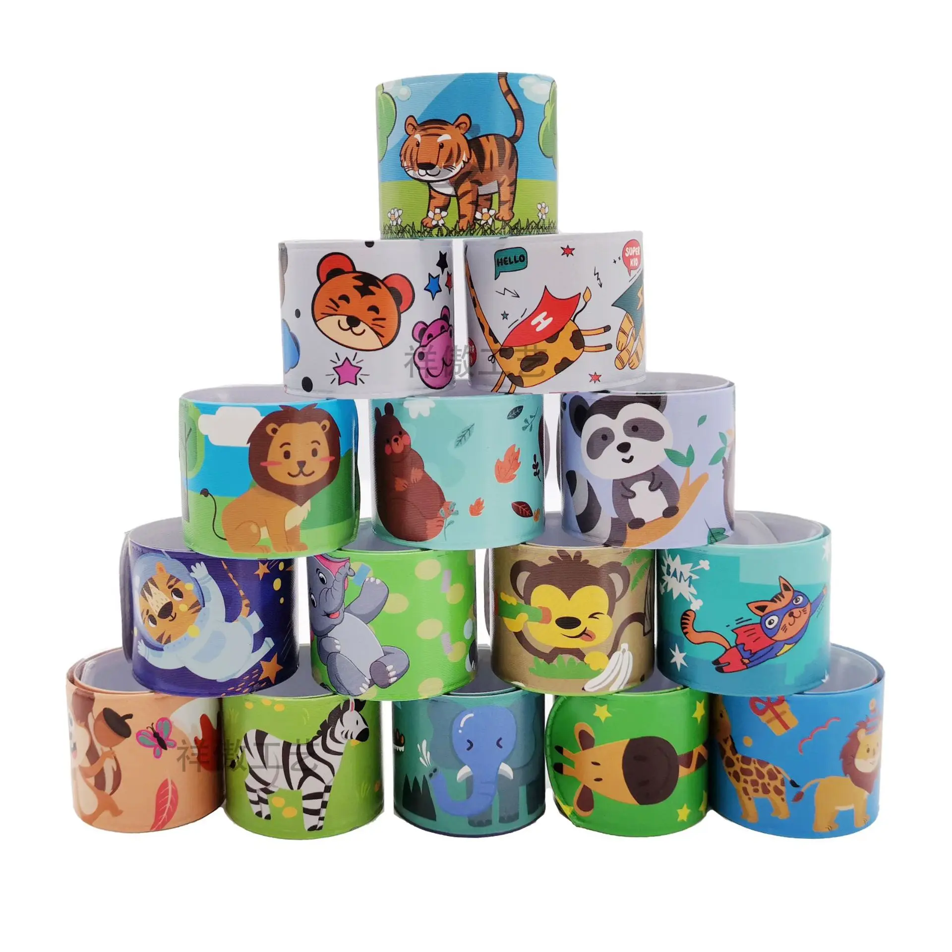 Forest Party Animal Lion Tiger Slap Bracelets Baby Shower Woodland Birthday Parti Wristband Toys Jungle Safari Gift Kids Favor