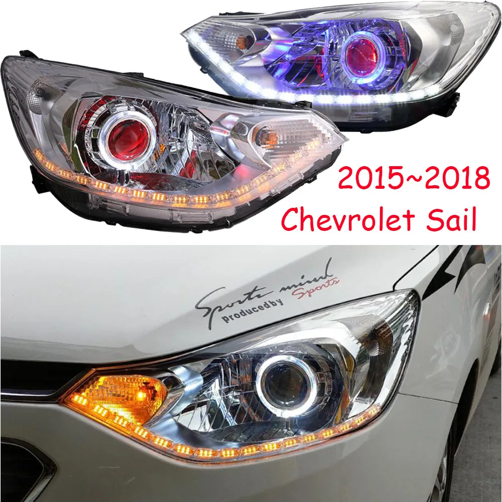 2pcs car styling for chevrolet Sail Headlight 2015 2016 2017 2018year DRL Bi Xenon Lens HI LO HID Fog Lamp Sail Taillight