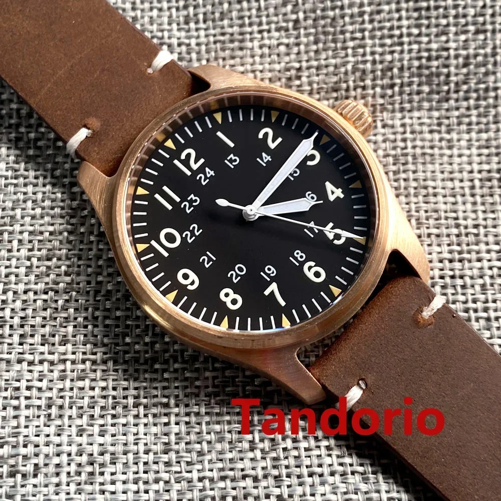 Tandorio NH35A PT5000 Solid Full Cusn8 Bronze 200m Waterproof 39mm Automatic Men Watch Sapphire Crystal Date C3 Luminous Marks