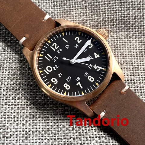 Tandorio Japan NH35A PT5000 Solid Full Cusn8 Bronze 200m Waterproof 39mm Automatic Men Watch Sapphire Crystal C3 Luminous Marks