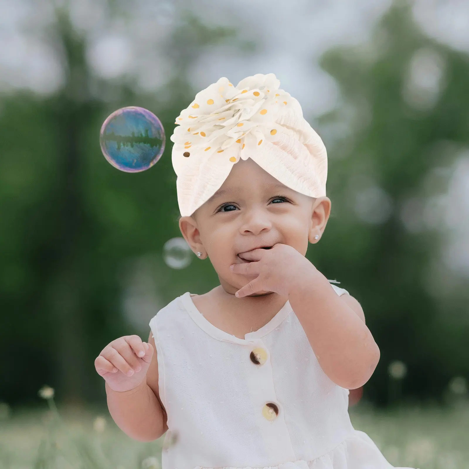 

Newborn Turban Hat for Baby Girls Boys Infant Toddler Spring Autumn Floral Design Polyester Warm Lightweight Elegant Decorative