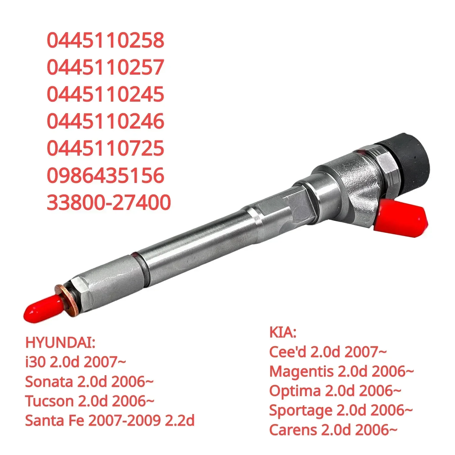 

33800-27400 0986435156 0445110258 New Diesel Fuel Injector For HYUNDAI i30 Sonata Tucson KIA Ceed Sportage Carens 2.0D Hot sales