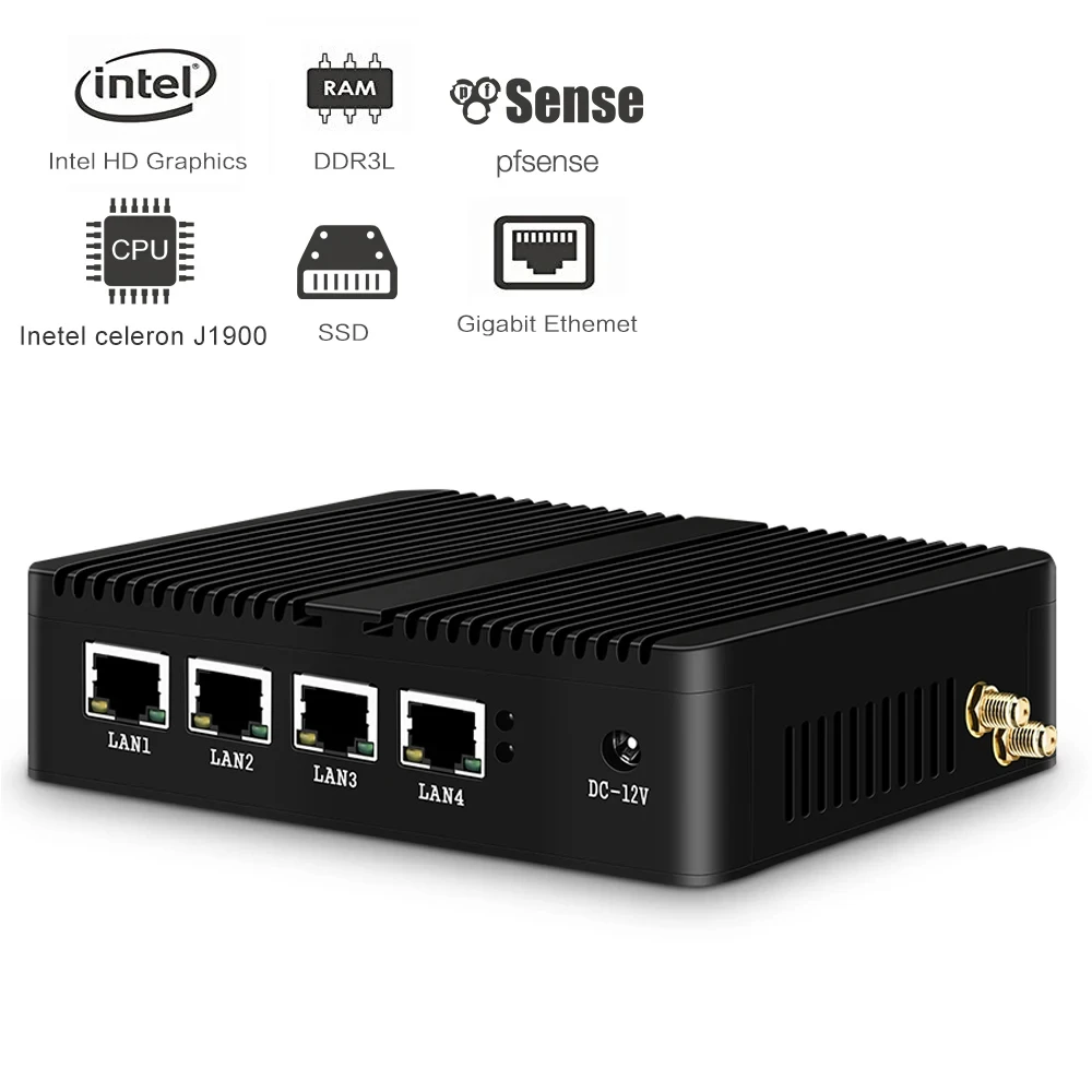 BEBEPC-Mini PC industriel sans ventilateur, 4LAN, N5105, J4125, J1900, VAG, prise en charge HDMI, réveil sur LAN, Win10, 11, ordinateur de bureau