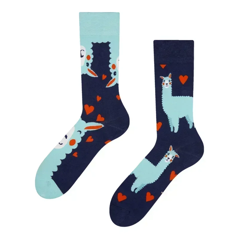 New Fashion Socks AB Asymmetric Mandarin Duck Socks for Men and Women Medium High Tube Cotton Socks