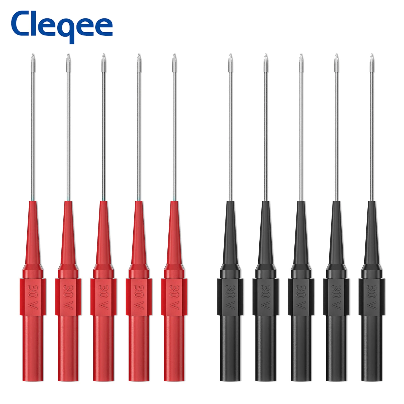 Cleqee 10pcs 1mm Test Probe Needle Mul-timeter Stainless Puncture Back Probe Pin 4mm Banana Socket Inspection Tool