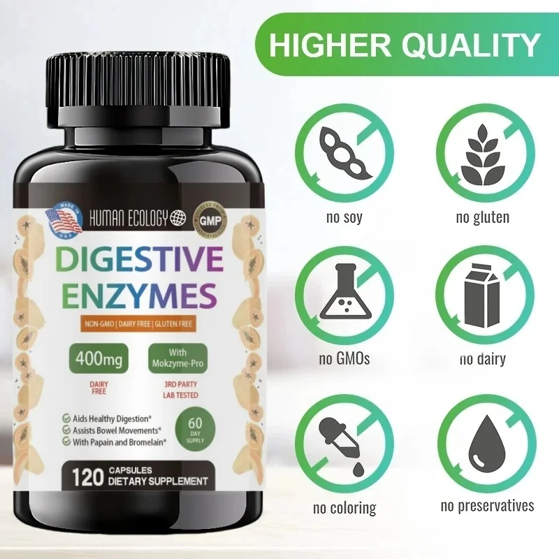 Human Ecology +Digestive Enzyme Ultra Vegetarian Digestive Aid for Protein Carbs Fiber Dairy