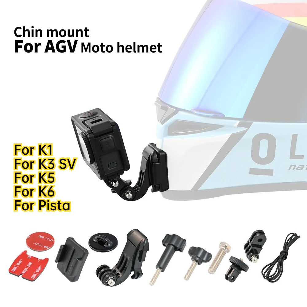 Image of Motorradhelm-Kinnhalterung für AGV K1 K3SV K5 K6 PISTA, Passend für GoPro Insta360 Action-Kamera-Halterung Zubehör