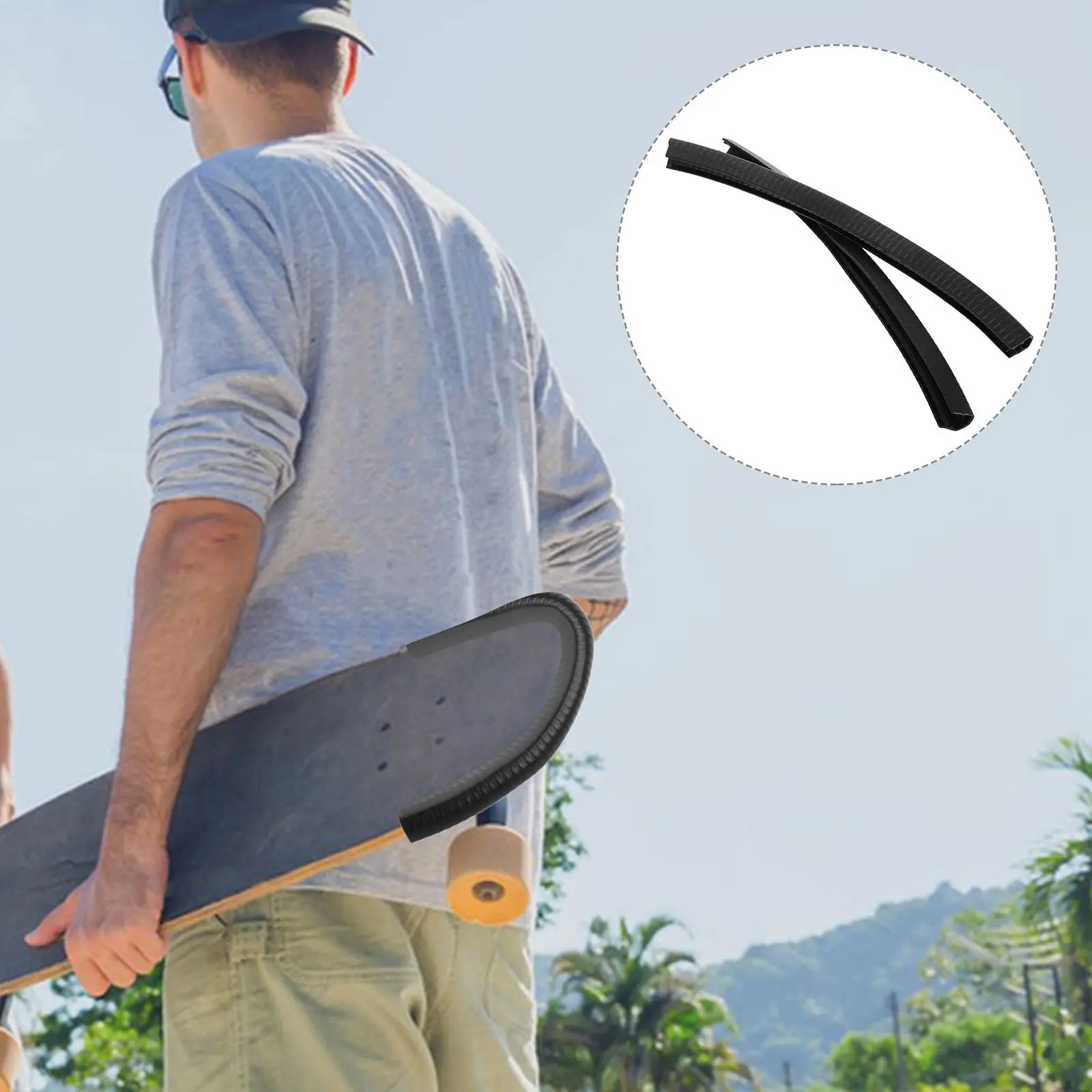 

1Pair Skateboard Deck Bumper Guard Edge Protectors 35Cm Skateboard Protective Cover Skid Plate Longboard Tail Nose Saver