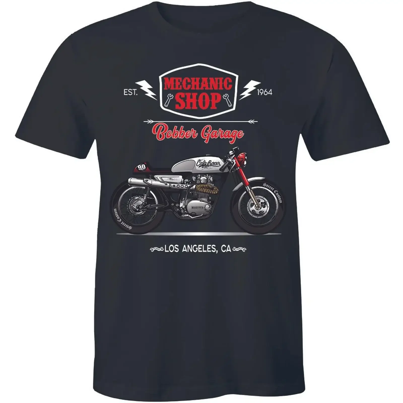 Mechanic Shop Bobber Garage Est 1964 USA Motorcycle Biker T Shirt Bike s vintage Washed fashion Unisex homme Casual Comfortable