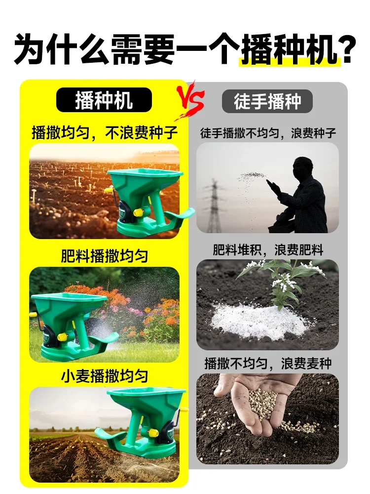 Automatic seeder Grass seed seeder Artifact Household small fertilizer applicator Hand crank