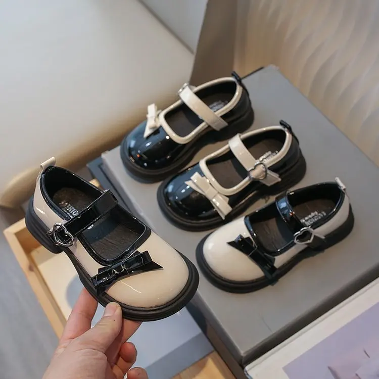 

Girl Leather Shoes Mary Jane Fashion Glossy PU Children Princess Shoes Spring Autumn Bowknot Sweet Kid Causal Dress Single Shoes