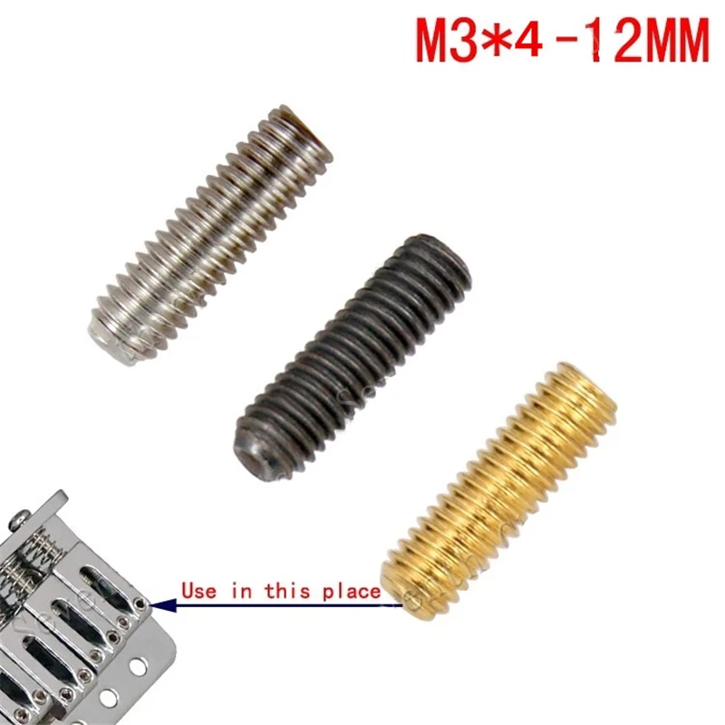 12Pcs Electric Guitar Bass Bridge String Saddles Hexagon Screws For Single Tremolo Bridge Guitar Accessories Parts M3*4mm-12mm