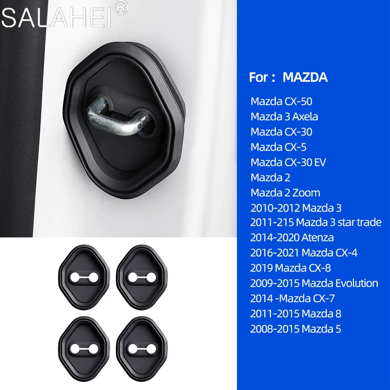 4Pc Silicone Absorber Cushion Car Door Lock Buckle Anti-collision Protect Cover For Mazda 2 8 3 Axela CX-50 CX-30 CX-5 Evolution