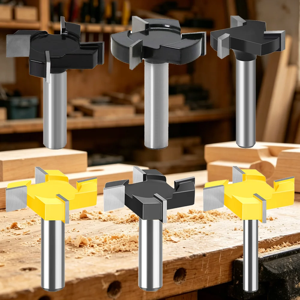 Woodworking Rabbet - 4‑Flute T‑Slot Router Bit Carbide Tip