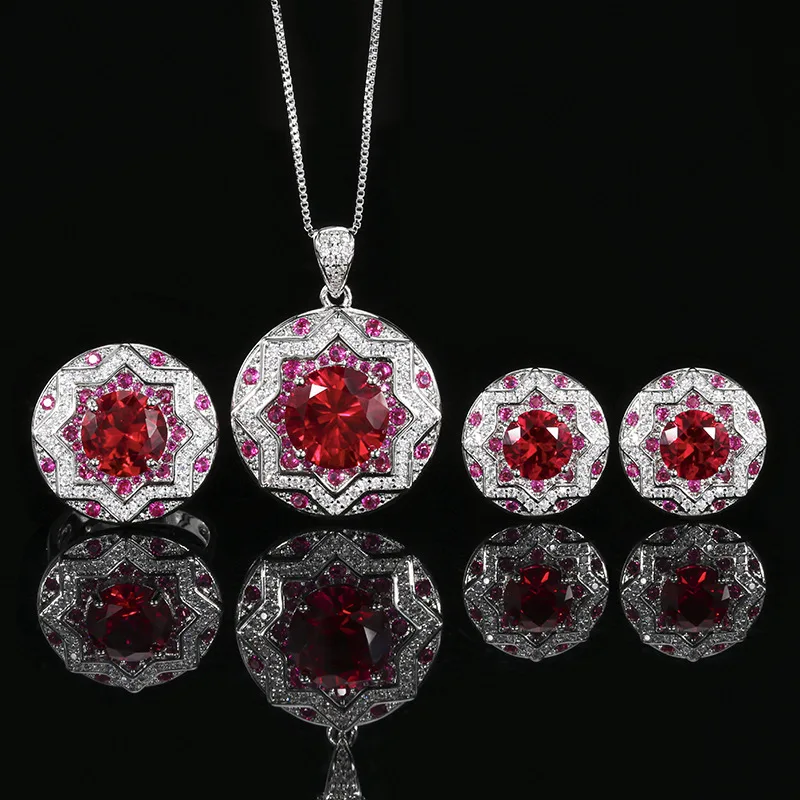 

Passionate Ruby - inspired Jewelry Copper - Gold Plated Necklace, Ring and Earrings