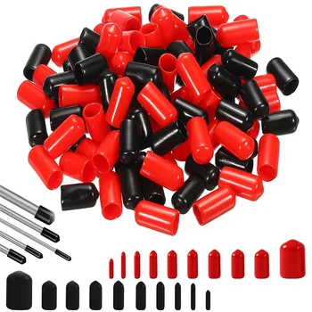 5-50pcs rubber end caps, vinyl end caps with black and red s...