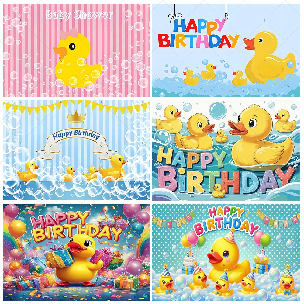 

Cute Yellow Duck Theme Background Banner Kids Birthday Party Decorations Photography Backdrop Cartoon Baby Shower Supplies Props