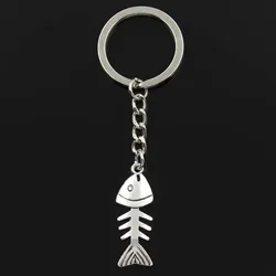 Fashion Keychain 35x13mm Fish Bone Pendants DIY Men Jewelry Car Key Chain Ring Holder Souvenir For Gift