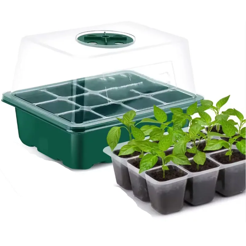جهاز تناسخ النباتات البلاستيكية مكون من 12 خلية، مجموعة صينية البذور ذات الغطاء العالي، صينية إنبات الشتلات ذات القبة العالية #1
