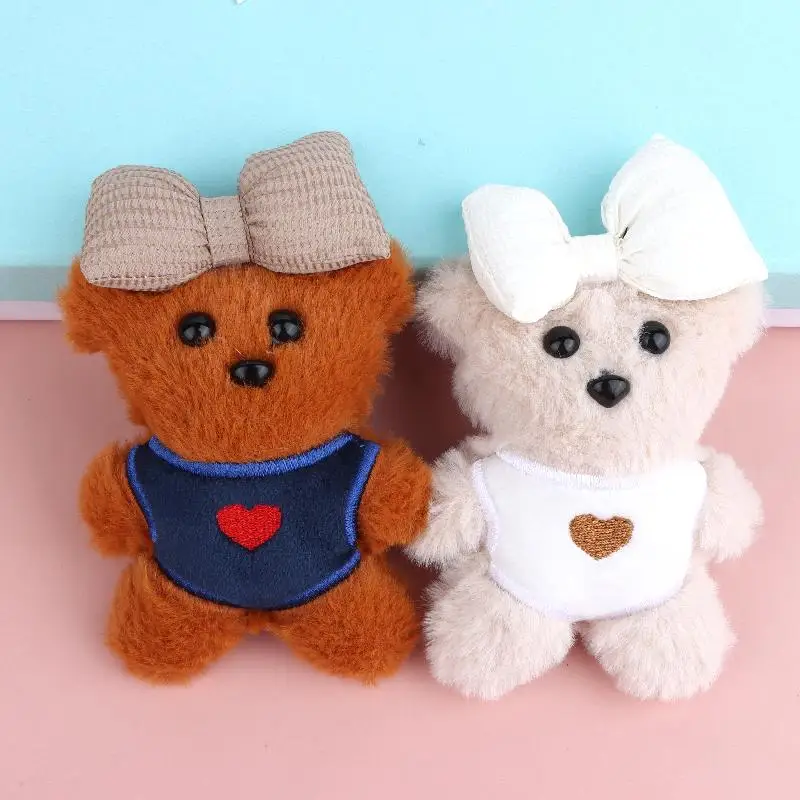 Niedlicher Schleifenbär Plüsch-Schlüsselanhänger Cartoon Stofftier Schlüsselring Anhänger Taschenanhänger Paar Rucksack Hängedekoration Liebliche Geschenke – Detail 1